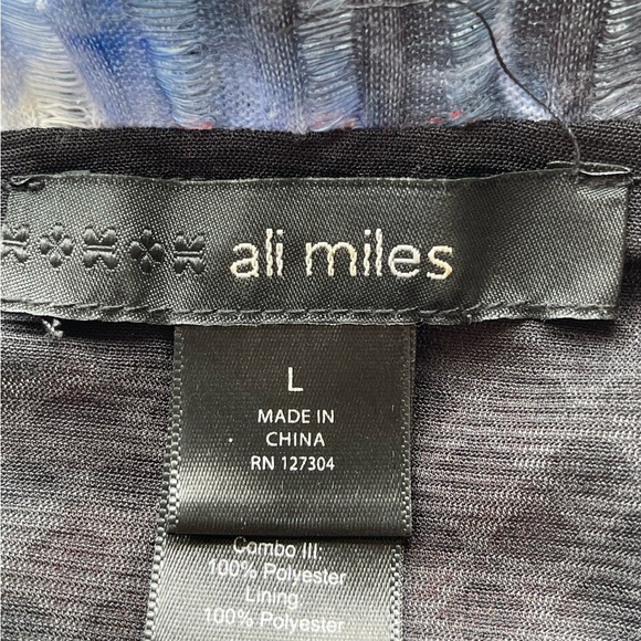 Ali Miles size large office blouse career mature modest color block mixed print - Picture 16 of 16